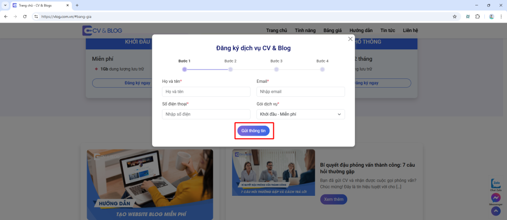 Hướng Dẫn Đăng Ký &amp; Đăng Nhập CV Online và Blog | CV &amp; Blog