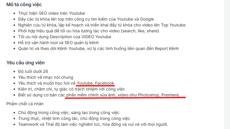 Đọc kỹ mô tả JD