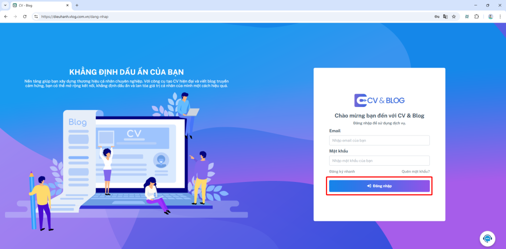 Hướng Dẫn Đăng Ký & Đăng Nhập CV Online và Blog | CV & Blog
