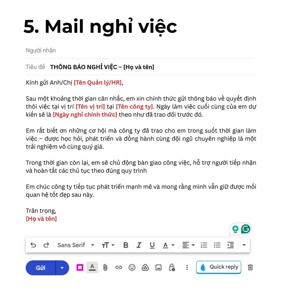 Mail nghỉ việc: Kết thúc một cách chuyên nghiệp