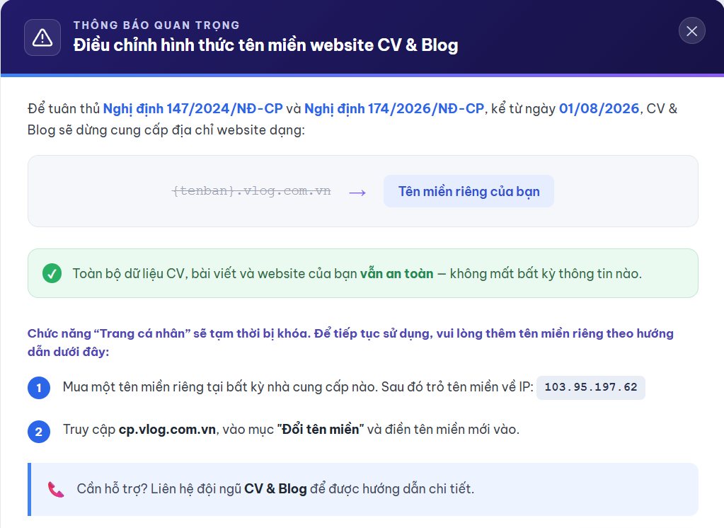 Hướng Dẫn Trỏ Tên Miền Về Website CV & Blog