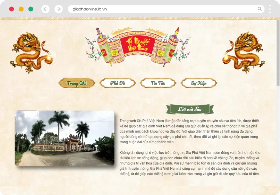 Giao diện quản lý gia phả trực tuyến