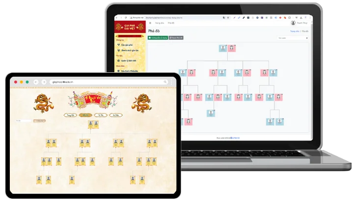 Giao diện phần mềm Gia phả Đại Việt online