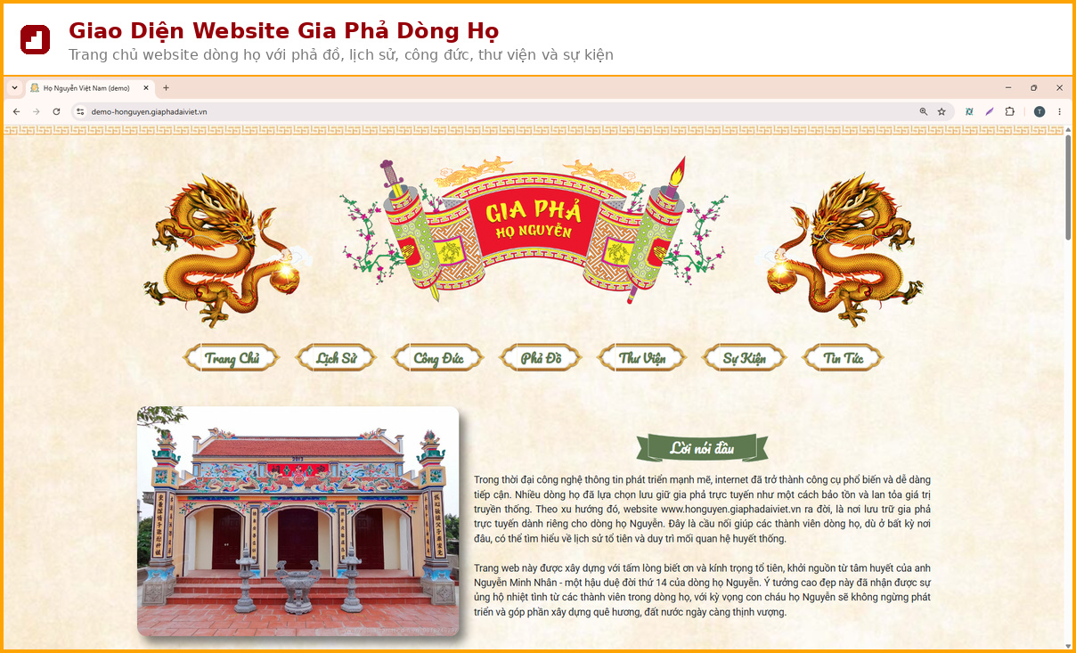 Website gia phả dòng họ hiển thị ra bên ngoài
