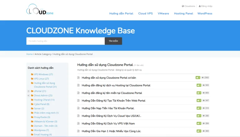 Hướng dẫn sử dụng Portal Cloudzone