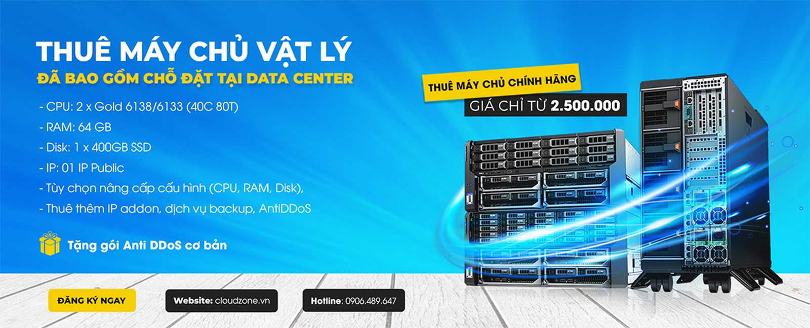 Thuê máy chủ vật lý đã bao gồm chỗ đặt tại Data Center - chỉ từ 2.500.000đ/tháng