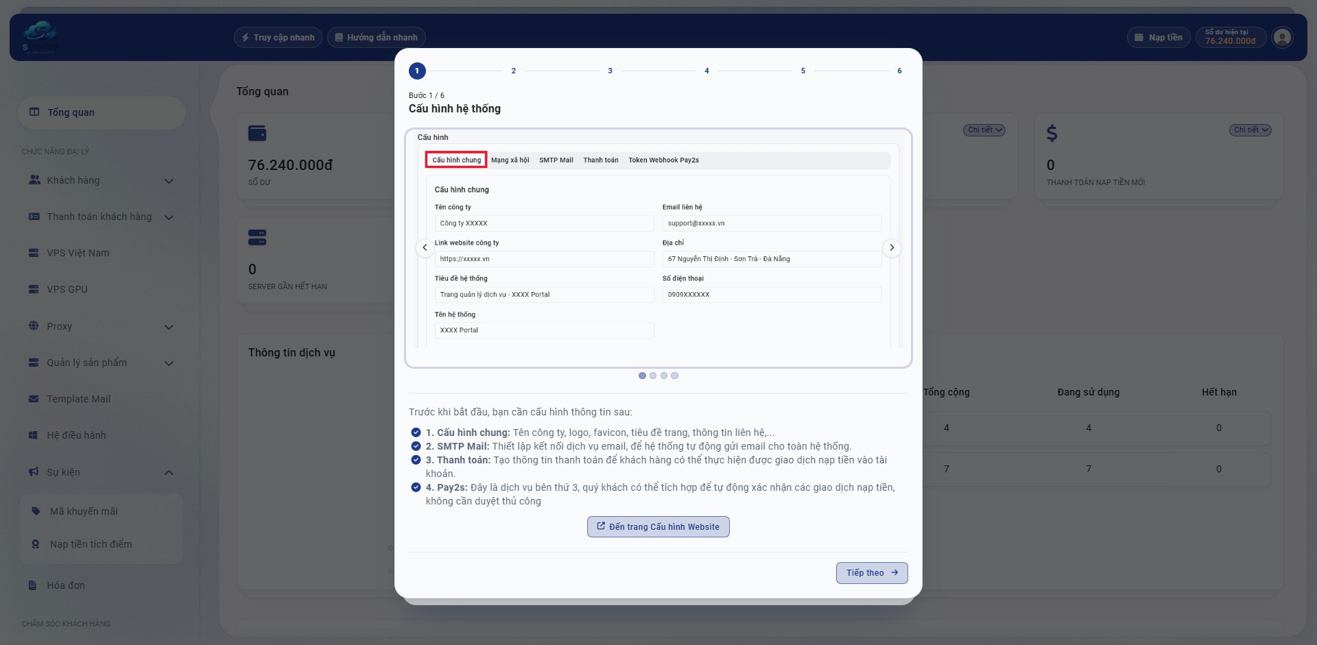 Hướng dẫn cấu hình wizard CSPAAS cho đại lý Cloudzone