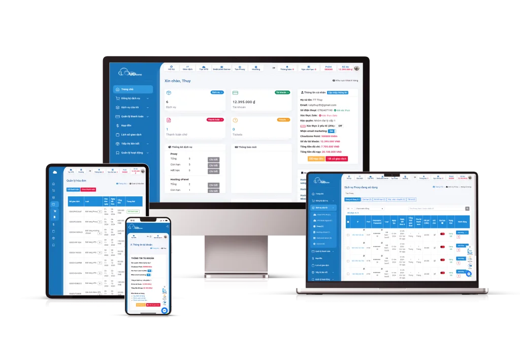 Giao diện thân thiện, dễ sử dụng của Portal Cloudzone